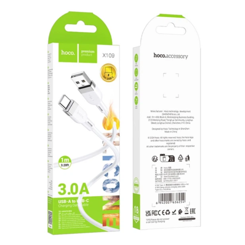 Кабель USB-Type C Hoco X109 3А 1m