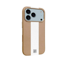 Чехол накладка Rally кожаный  MagSafe iPhone 17 Pro бежево-белый