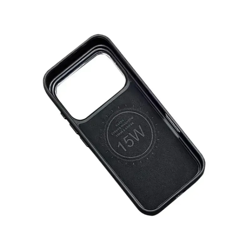 Чехол накладка Rally кожаный MagSafe iPhone 17 Pro чорно-оранжевый