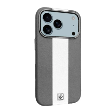Чехол накладка Rally кожаный MagSafe iPhone 17 Pro Max серо-белый
