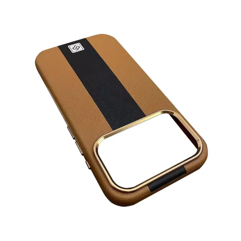 Чехол накладка Rally кожаный  MagSafe iPhone 17 Pro Max коричнево-черный