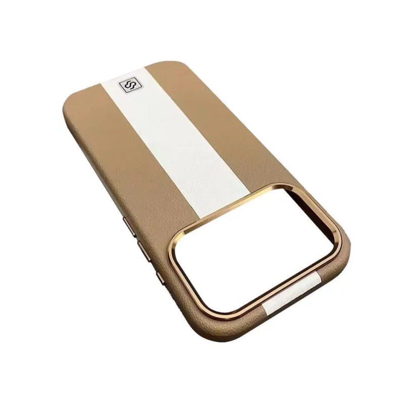 Чехол накладка Rally кожаный MagSafe iPhone 17 Pro Max бежево-белый