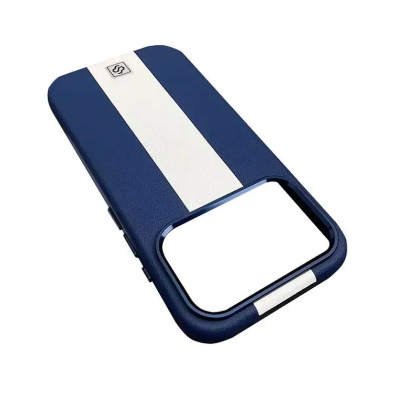 Чехол накладка Rally кожаный  MagSafe iPhone 17 Pro Max сине-белый