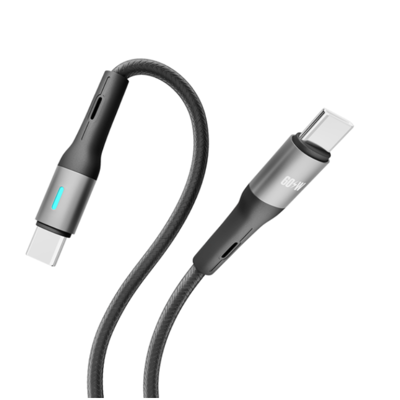 Кабель USB YOKI LED YK-LE17 Type-C to Type-C 60W 1.2m Black