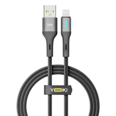 Кабель USB YOKI LED YK-LE17 Lightning 2.4A 1.2m Black