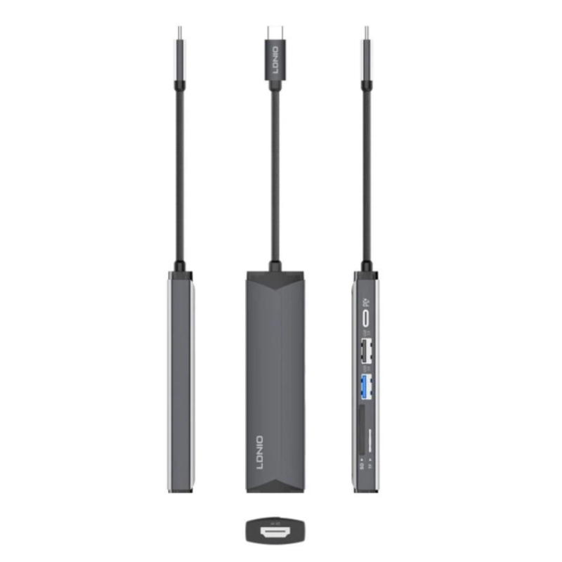 Type-C  HUB LDNIO DS-56H Type-C To PD3.0*1(100W)+HDMI*1(4K@30hz)+USB2.0*1+SD+TF