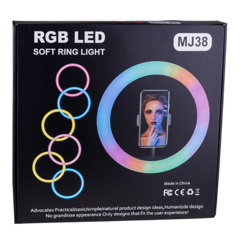 Кольцевая светодиодная Led Лампа RGB MJ38 з затискачем для телефону (38см)