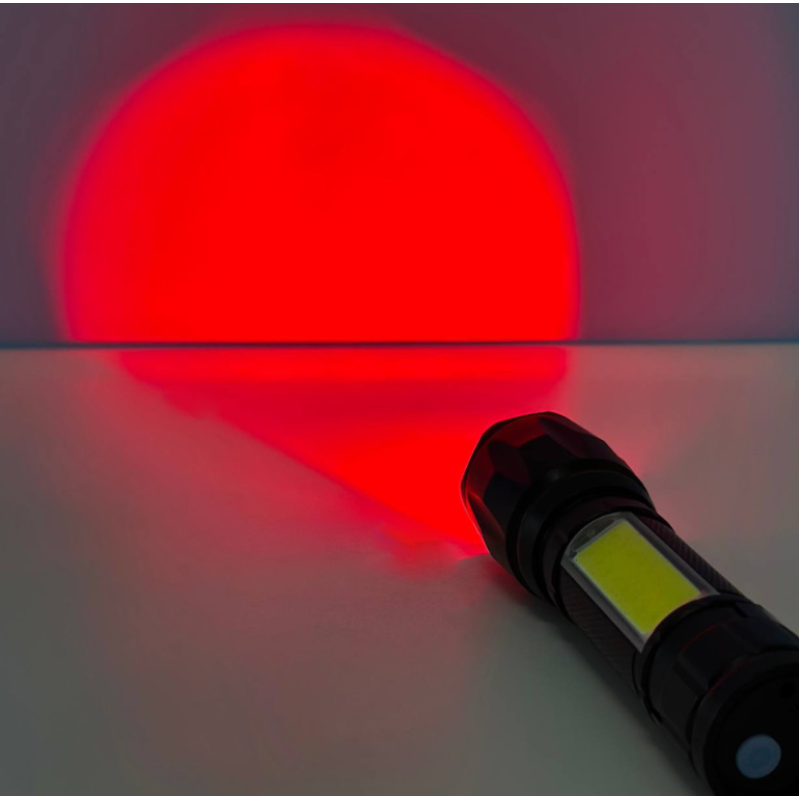 Фонарь W601-XPE White, Red light (COB, Li-Ion аккумулятор, Zoom, Micro)