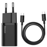 СЗУ Baseus Super Silicone Quick Charger 25W Type-C + With Cable Type-C to Type-C 3A Black