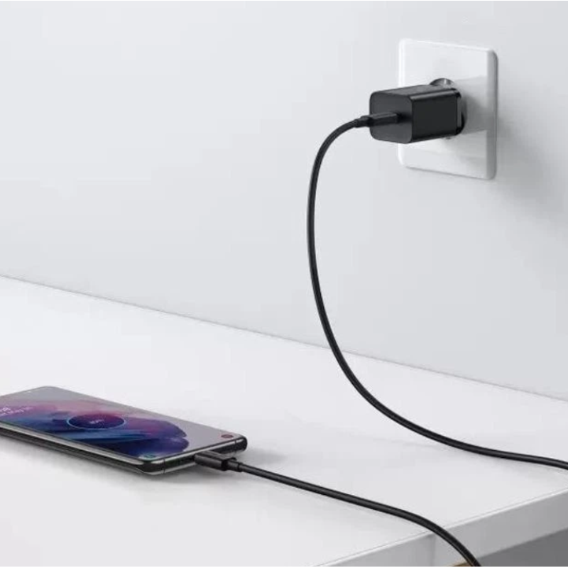 СЗУ Baseus Super Silicone Quick Charger 25W Type-C + With Cable Type-C to Type-C 3A Black