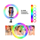 Кольцевая светодиодная Led Лампа RGB MJ26 с зажимом для телефона (26см)