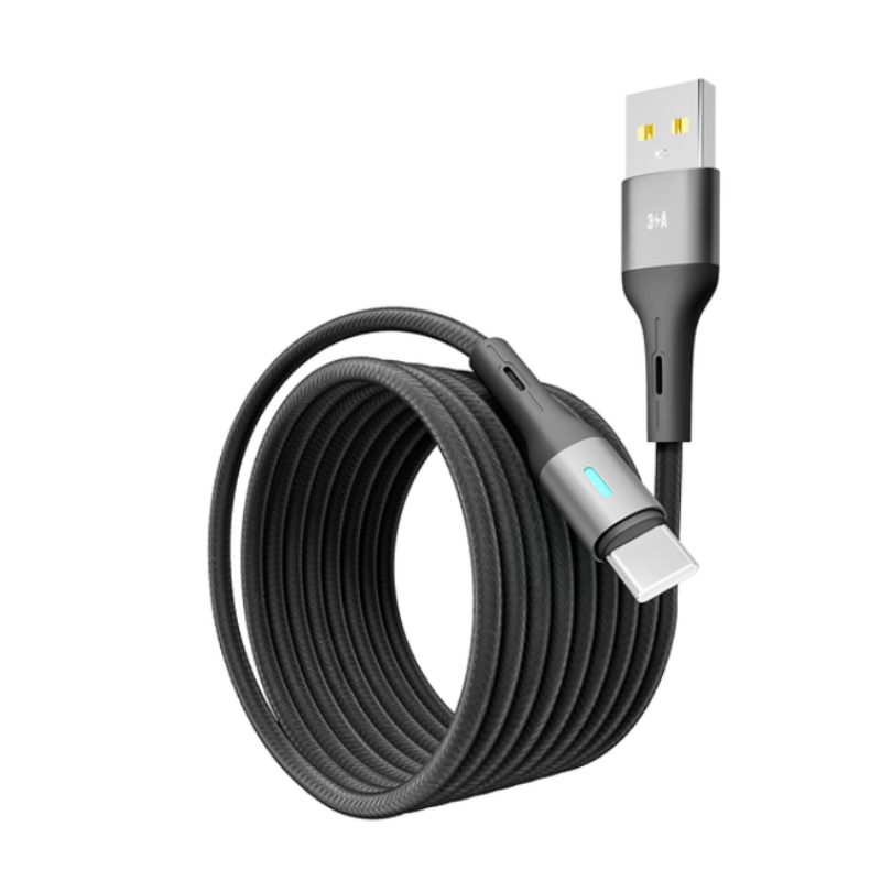 Кабель USB-Type C YOKI LED YK-LE17 3A 2m Black