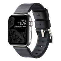 Ремешок для Apple Watch Leather Silicone 42/44/45/49 mm Black Silver