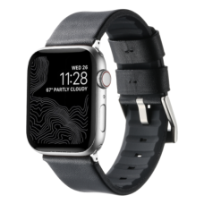 Ремешок для Apple Watch Leather Silicone 42/44/45/49 mm Black Silver
