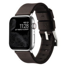Ремешок для Apple Watch Leather Silicone 42/44/45/49 mm Coffe Silver