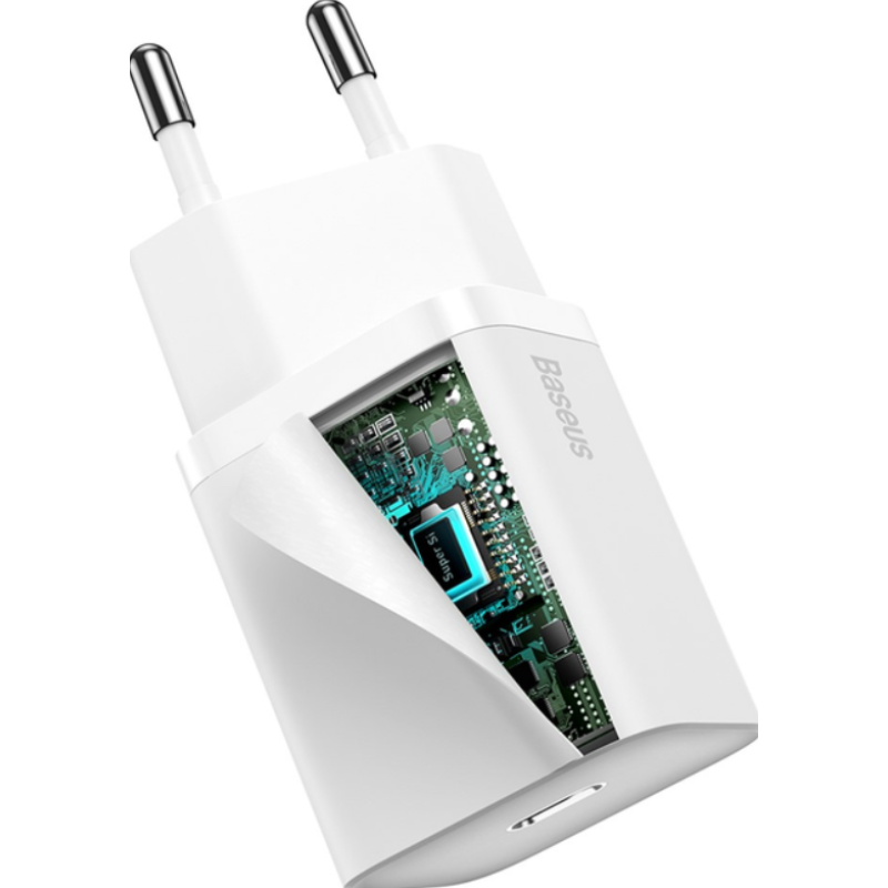 Мережевий адаптер Baseus Super Silicone PD Charger 20W (1Type - C) White