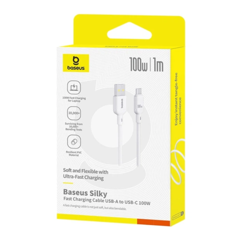 Кабель USB-Type C Baseus Silky Series Fast Charging 100W 1m White