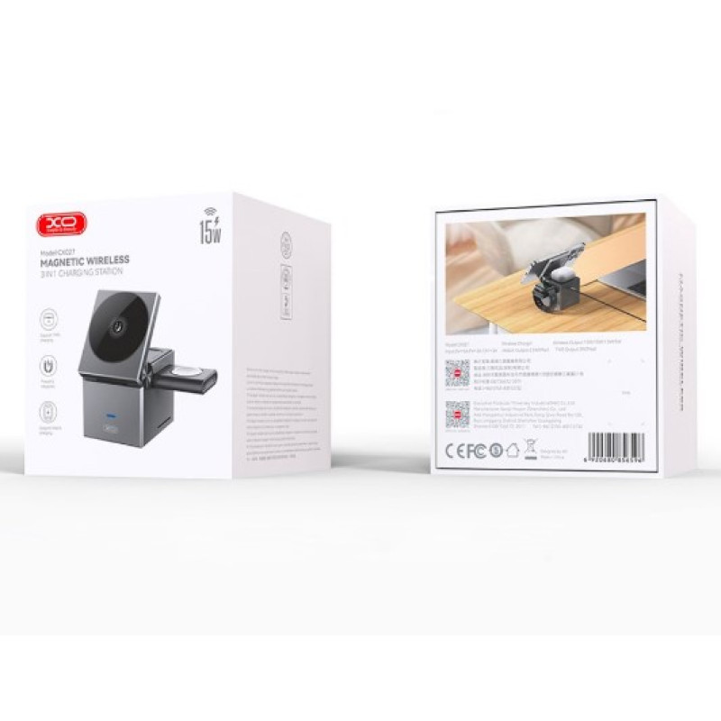 Бездротовий зарядний пристрій XO CX027 3-in-1 15W Phone, Apple Watch, TWS