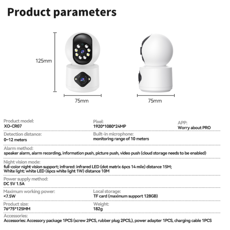 Камера XO-CR07 400W Pixel Dual Camera (2.4G бездротовий WiFi + Bluetooth з Інтернетом)