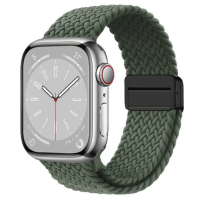 Ремінець Apple Watch тканинний Braided Magnetic 38/40/41 mm Темно-зелений (green)