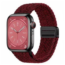 Ремешок Apple Watch тканевый Braided Magnetic 42/44/45/49 mm Бордовый (Red-Black)