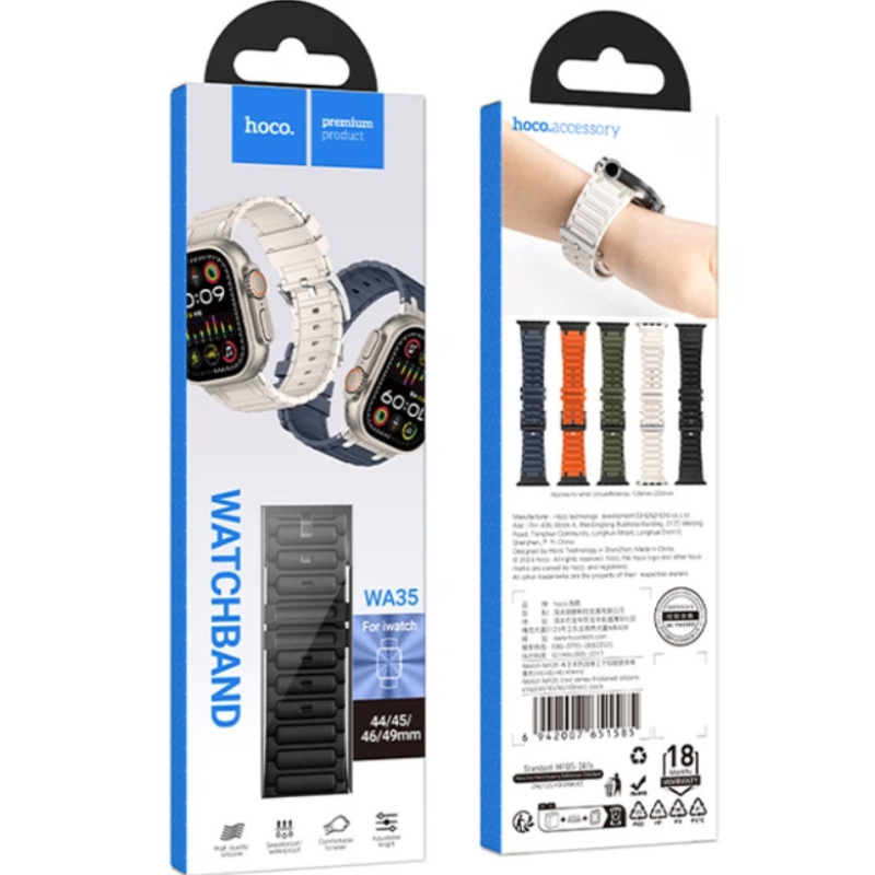 Ремінець Hoco WA35 silicone strap для Apple watch 38/40/41mm Black