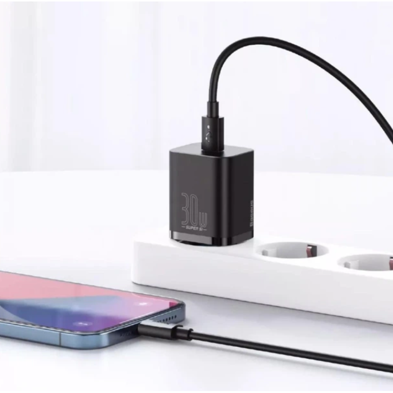 Мережевий адаптер Baseus Super Silicone Quick Charger Type C 30W black