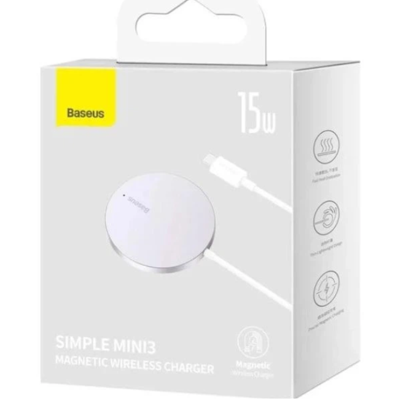 Беспроводное зарядное устройство Baseus Simple Mini3 Magnetic 15W White