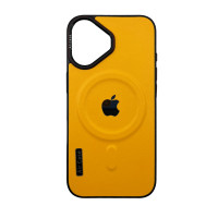 Чехол Leather Style with Logo and Magsafe iPhone 16 Желтый