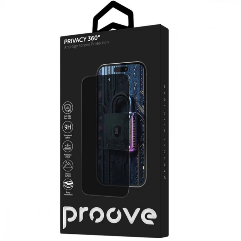 Захисне скло iPhone 15 Pro Proove Privacy 360 installation box Антишпигун