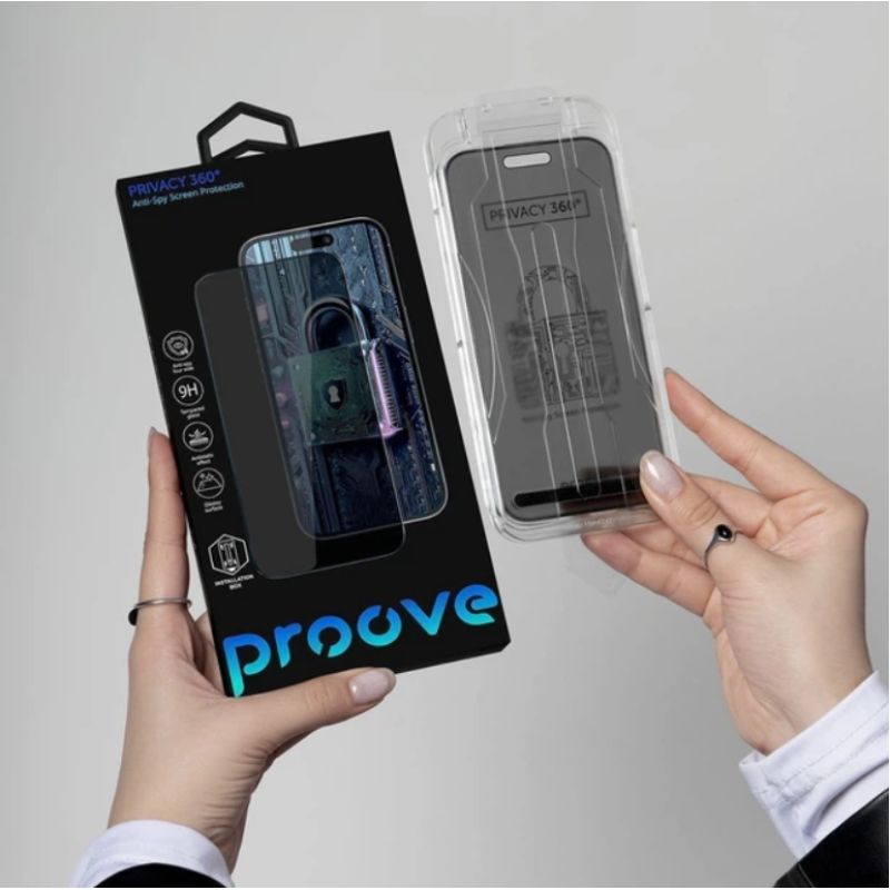 Захисне скло iPhone 15 Pro Proove Privacy 360 installation box Антишпигун