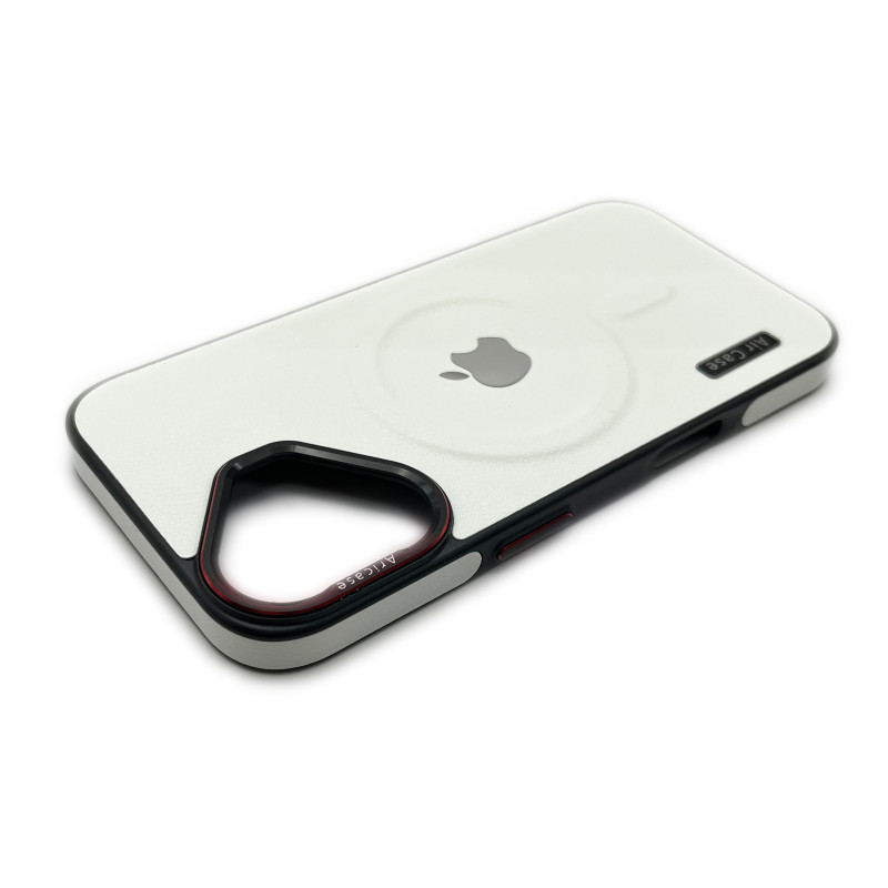 Чехол Leather Style with Logo and  Magsafe iPhone 16 Белый