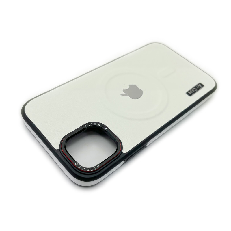 Чехол Leather Style with Logo and Magsafe iPhone 11 Белый