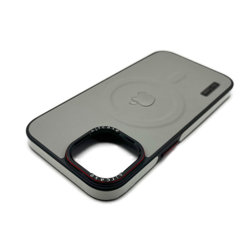 Чехол Leather Style with Logo and Magsafe iPhone 12 Pro Max Серый