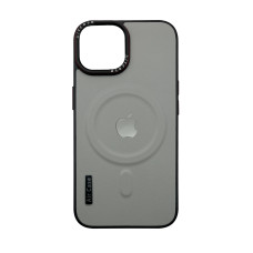 Чехол Leather Style with Logo and Magsafe iPhone 12 Pro Max Серый