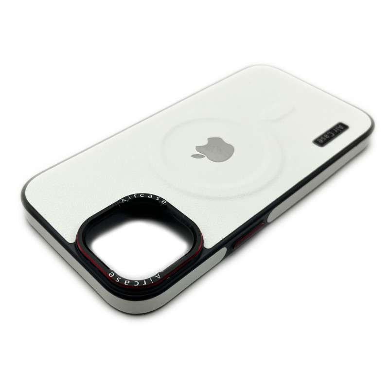 Чехол Leather Style with Logo and Magsafe iPhone 12 Pro Max Белый