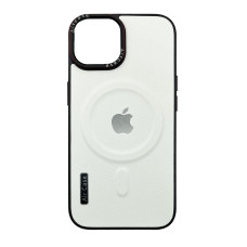 Чехол Leather Style with Logo and Magsafe iPhone 12 Pro Max Белый
