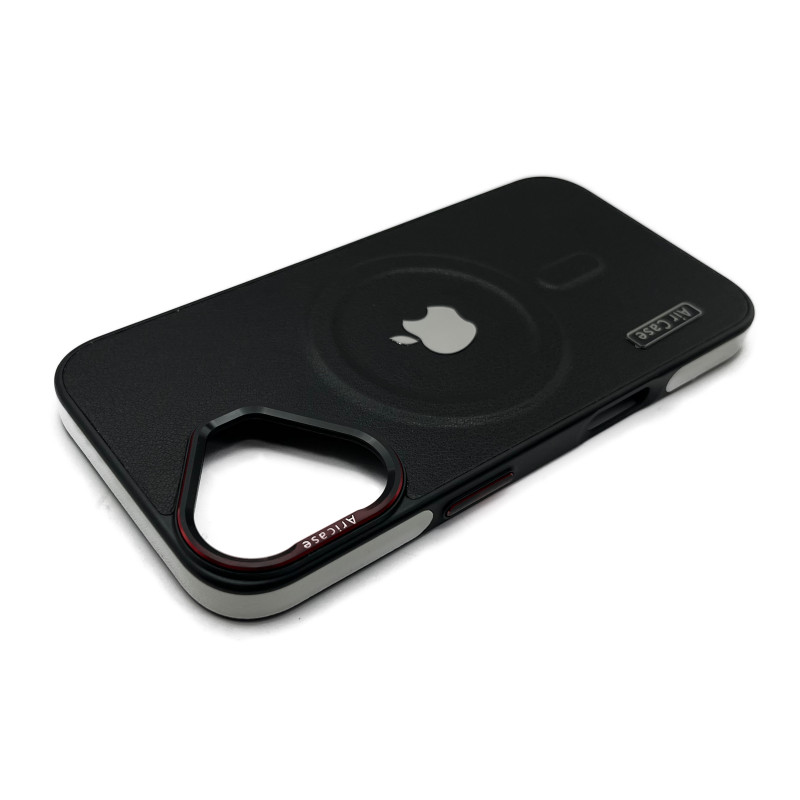 Чохол Leather Style with Logo and Magsafe iPhone 16 Чорний