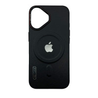 Чохол Leather Style with Logo and Magsafe iPhone 16 Чорний