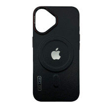 Чехол Leather Style with Logo and Magsafe iPhone 16 Черный