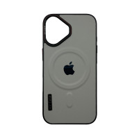 Чехол Leather Style with Logo and Magsafe iPhone 16 Серый