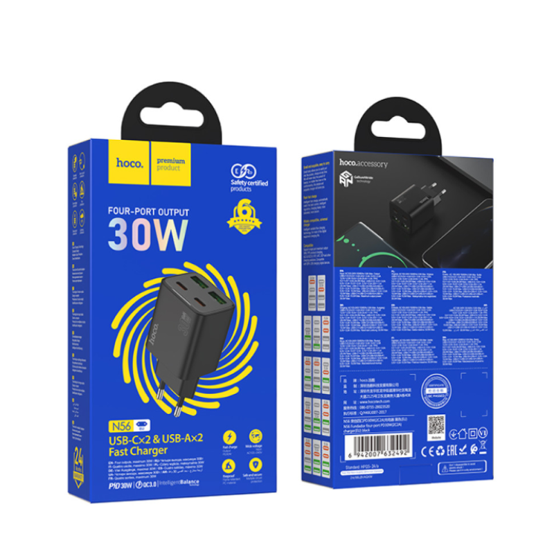 Мережевий адаптер Hoco N56 Fundador GaN PD30W+QC3.0
