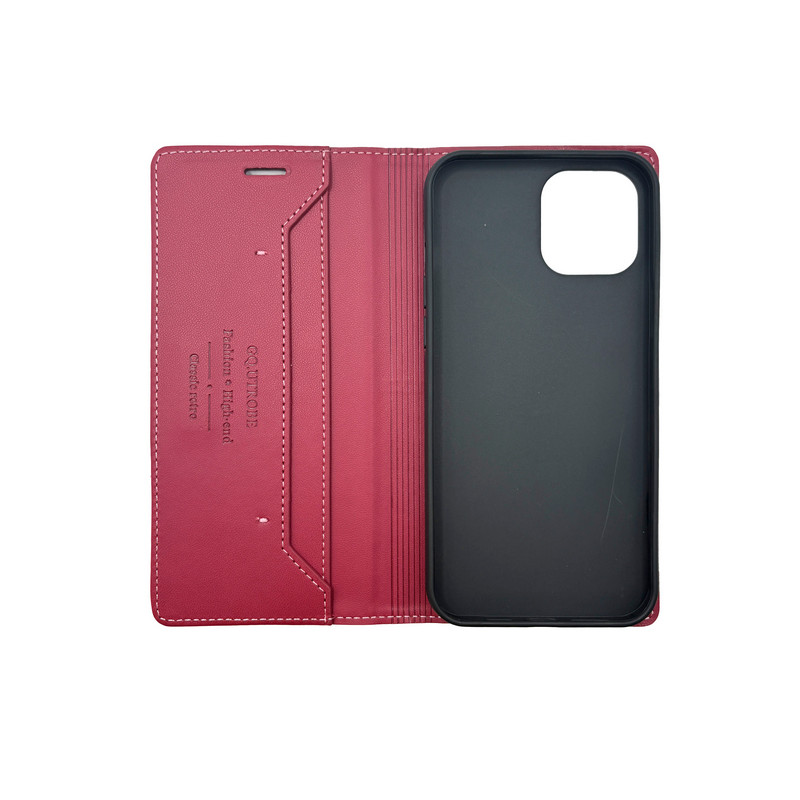 Чехол книжка кожаная GQ iPhone 13 / 14 Бордовый