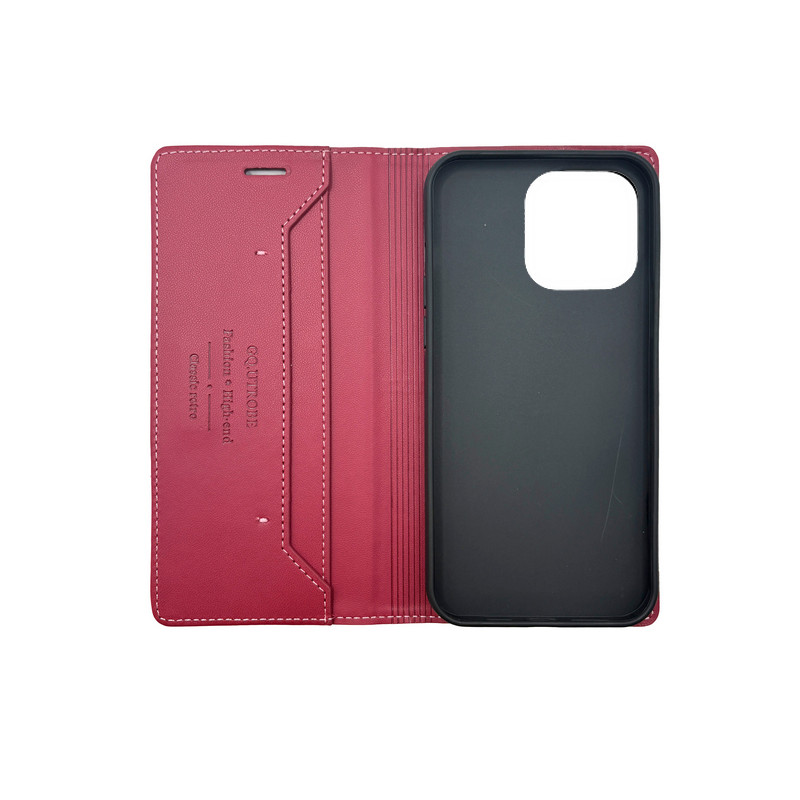 Чехол книжка кожаная GQ iPhone 13 Pro Бордовый