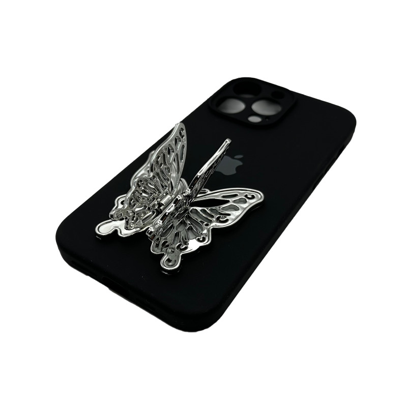 Попсокет с подставкой крылышками Butterfly Серебряный
