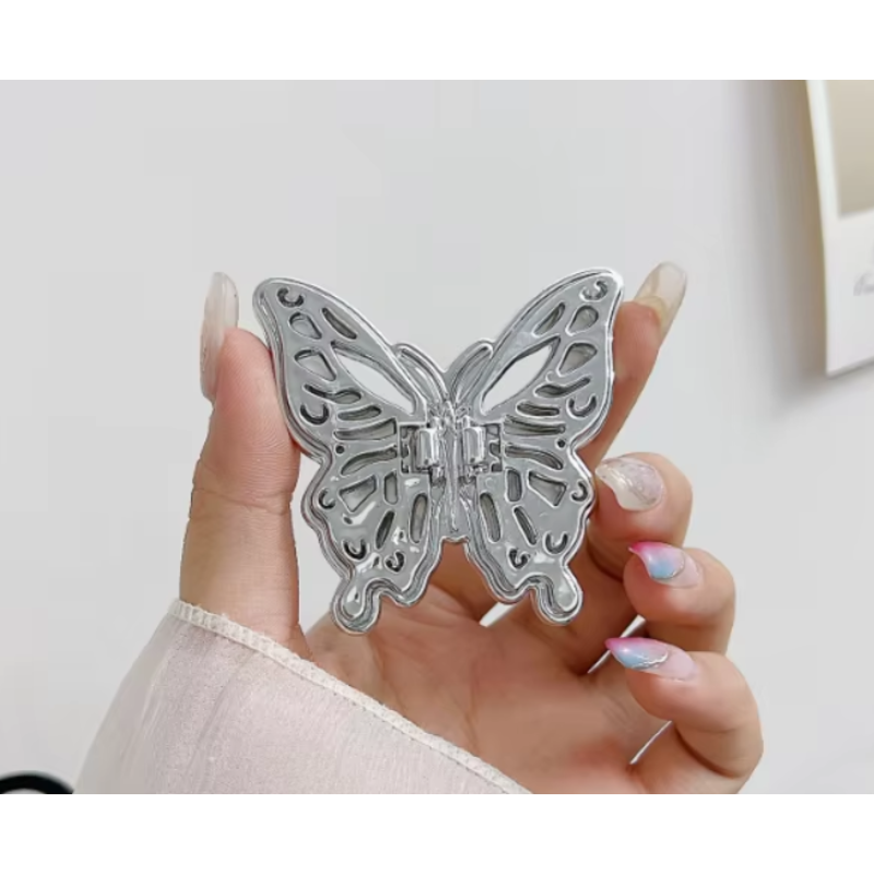 Попсокет с подставкой крылышками Butterfly Серебряный