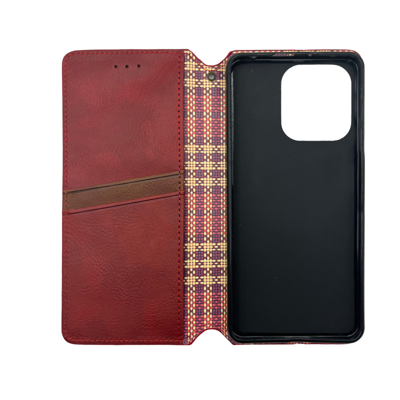 Чехол книжка кожаный Cubic Xiaomi Redmi Note 13 4G Красный