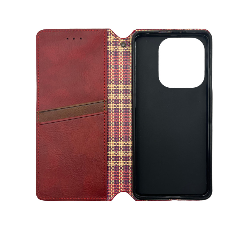 Чохол книжка шкіряний Cubic Xiaomi Redmi Note 13 Pro 4G / Note 14S Червоний