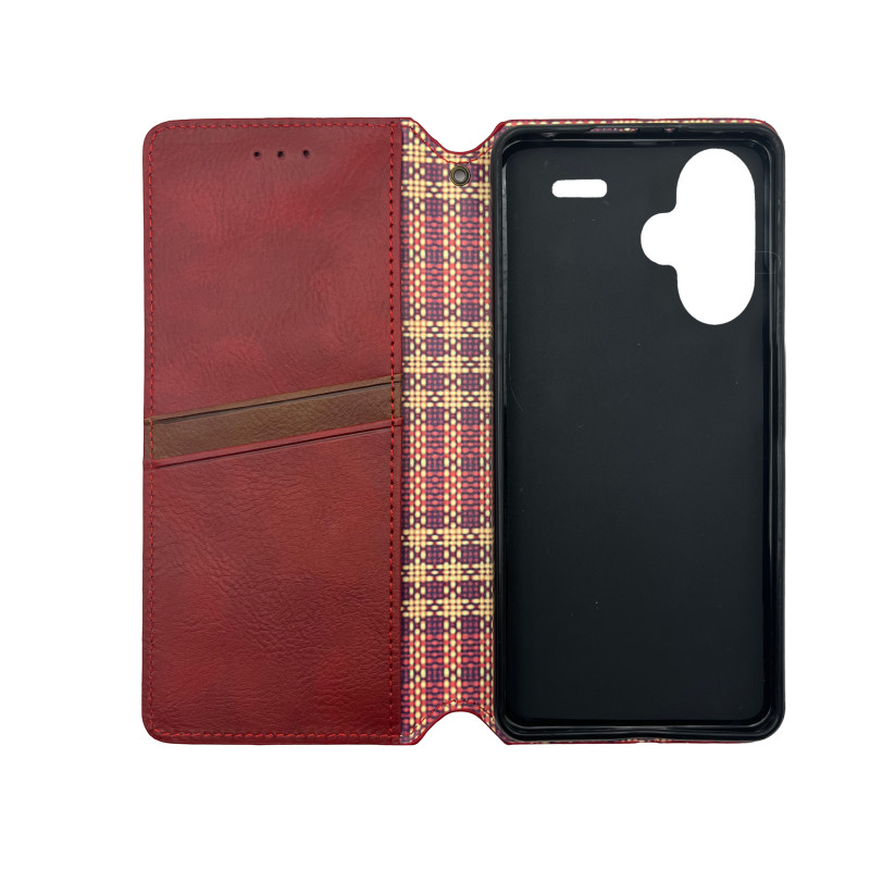 Чехол книжка кожаный Cubic Xiaomi Redmi Note 13 Pro+ Plus Красный