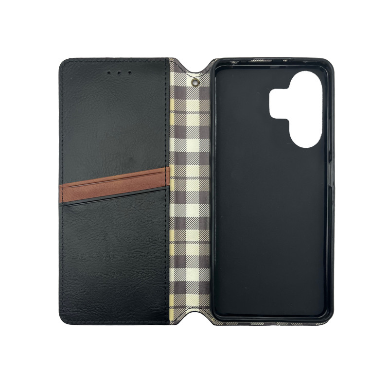 Чехол книжка кожаный Cubic Xiaomi Redmi 13C / Poco C65 Черный